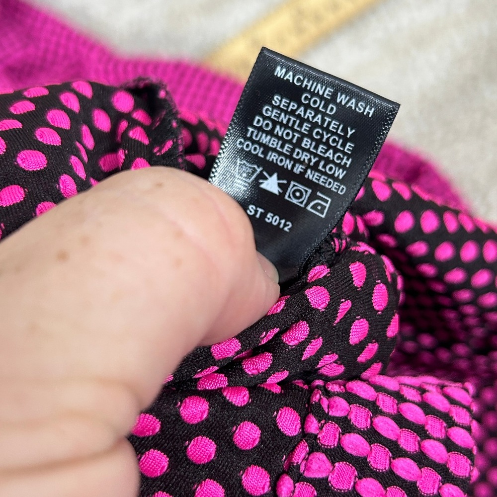 Peck & Peck Womens Indie Sleaze Textured Bubble Knit Button Up Top Pink Black M - Picture 4 of 11
